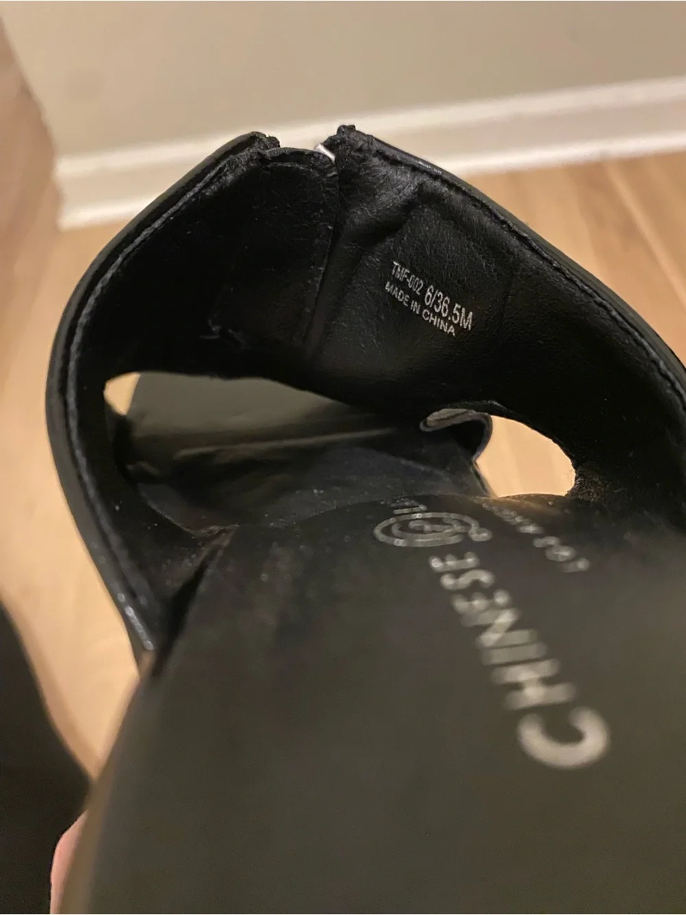 Chinese Laundry Black Platform Wedge Slide Sandals with Zip Accent Size 6